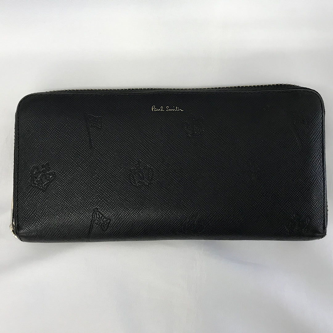 『USED』 
 
 PaulSmith ポールドローイング型押し財布 長財布 
 ブラック系