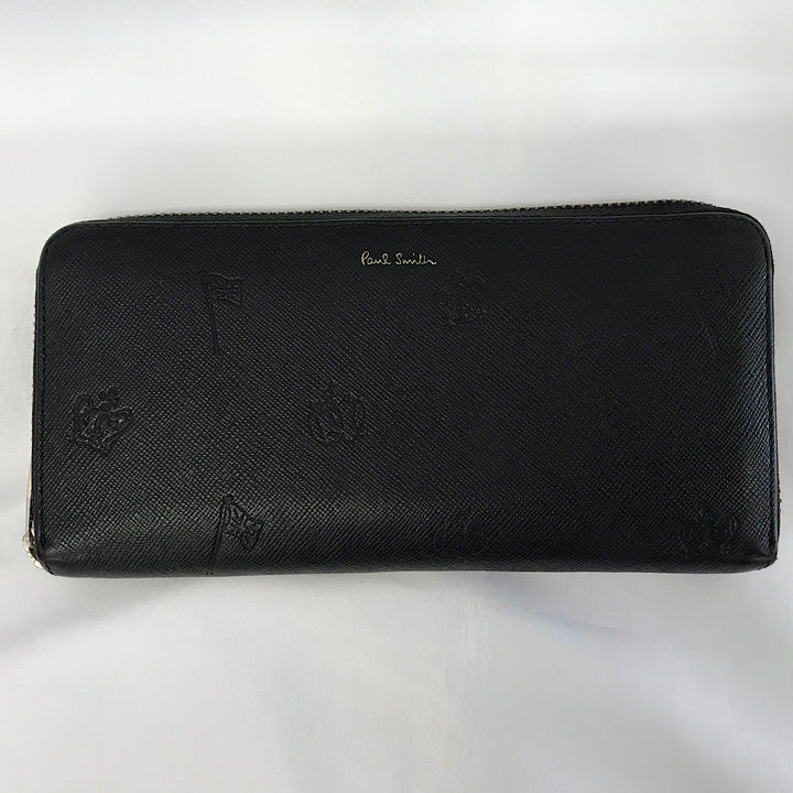 『USED』 
 
 PaulSmith ポールドローイング型押し財布 長財布 
 ブラック系
