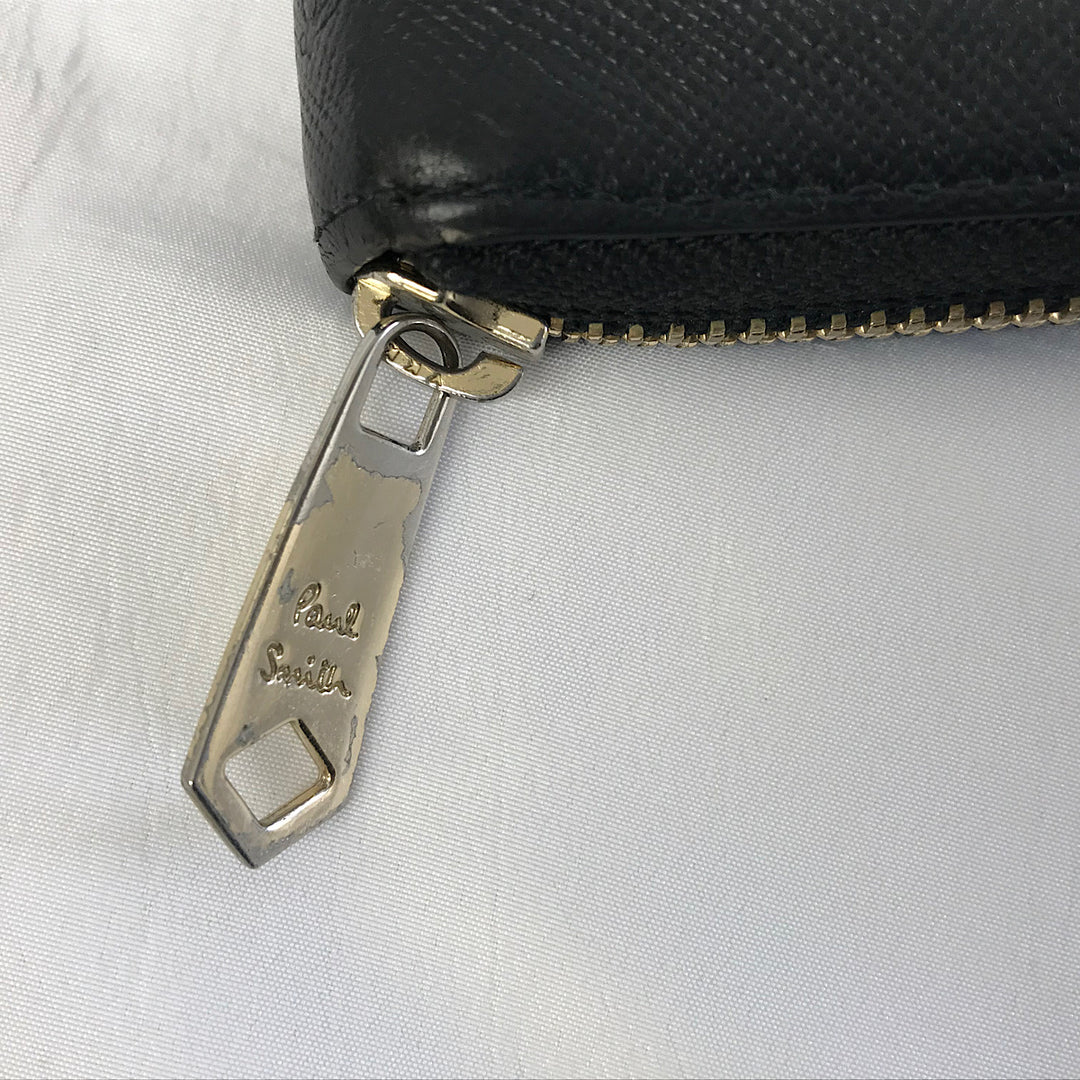 『USED』 
 
 PaulSmith ポールドローイング型押し財布 長財布 
 ブラック系