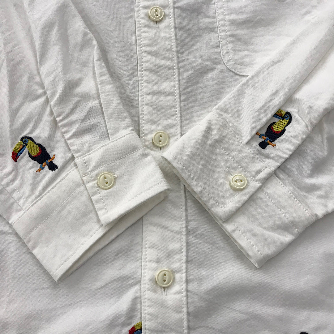 『USED』 
 
 go slow caravan ゴースローキャラバン オックス総柄刺繍R/G オニオオハシMサイズ 長袖シャツ 
コットン ホワイト系