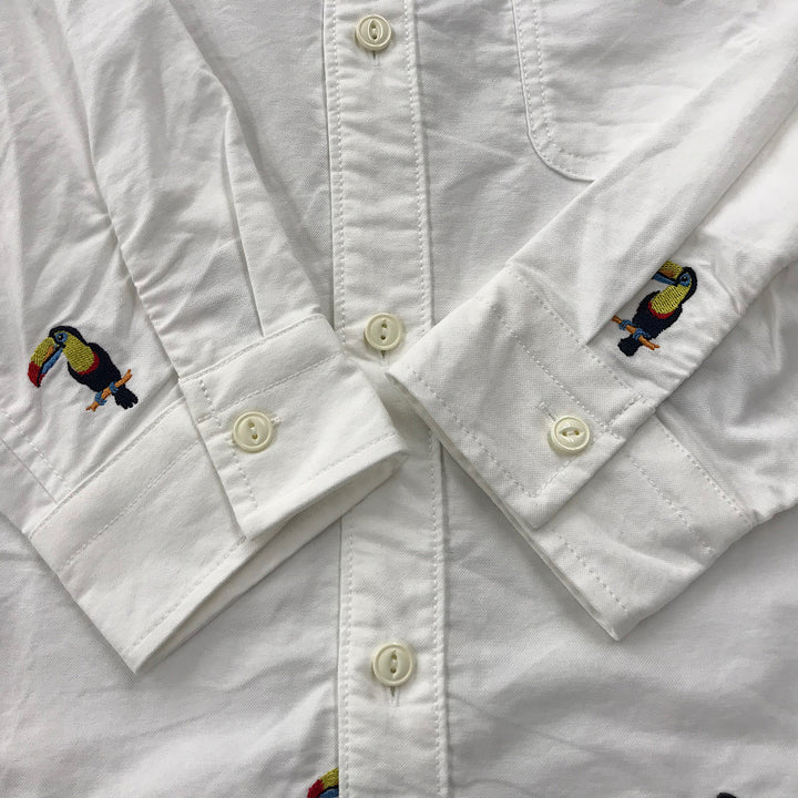 『USED』 
 
 go slow caravan ゴースローキャラバン オックス総柄刺繍R/G オニオオハシMサイズ 長袖シャツ 
コットン ホワイト系