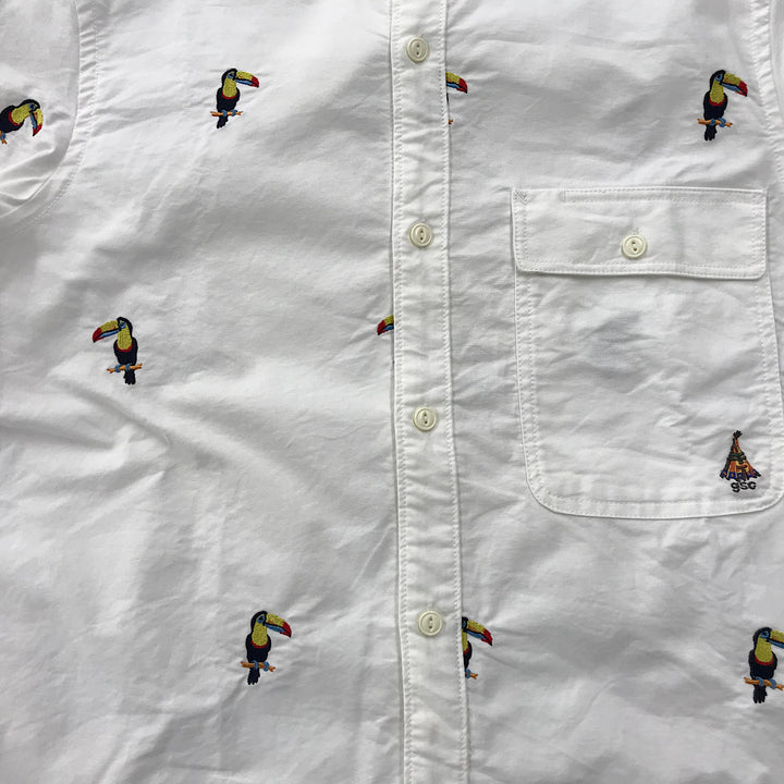 『USED』 
 
 go slow caravan ゴースローキャラバン オックス総柄刺繍R/G オニオオハシMサイズ 長袖シャツ 
コットン ホワイト系