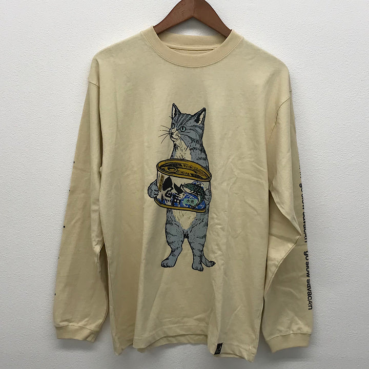 『未使用品』 
 
 go slow caravan ゴースローキャラバン サバ缶ネコ ロングスリーブTEE 長袖Ｔシャツ 
コットン ベージュ系