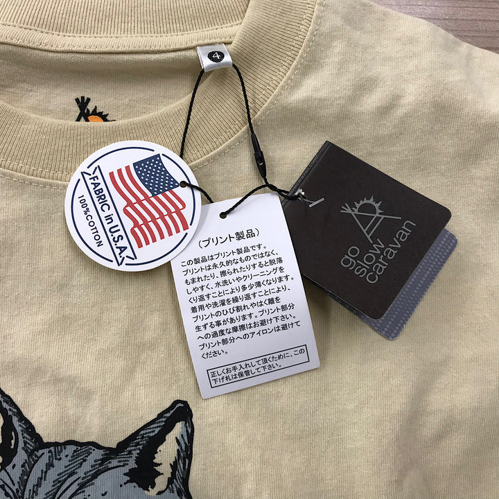 『未使用品』 
 
 go slow caravan ゴースローキャラバン サバ缶ネコ ロングスリーブTEE 長袖Ｔシャツ 
コットン ベージュ系