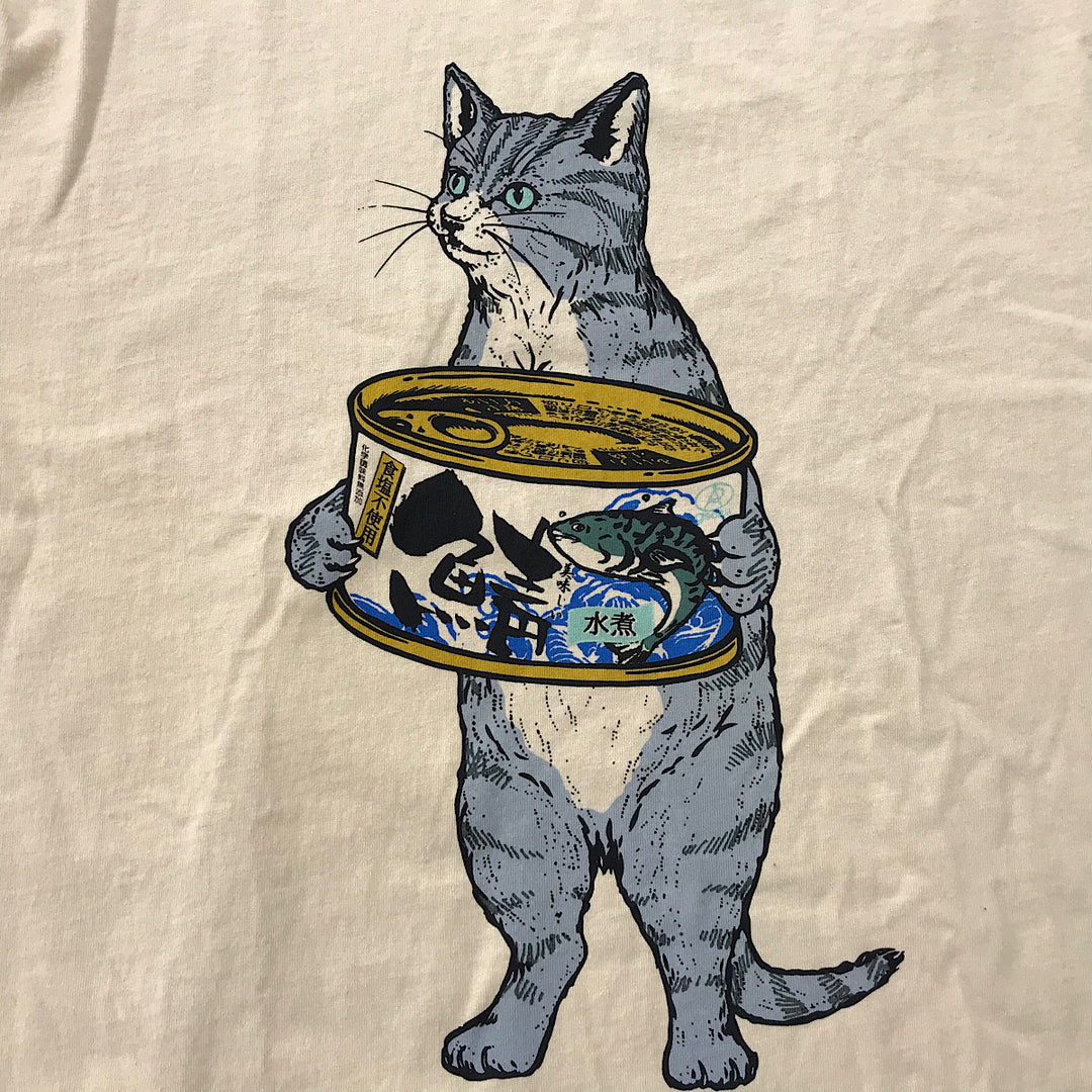 『未使用品』 
 
 go slow caravan ゴースローキャラバン サバ缶ネコ ロングスリーブTEE 長袖Ｔシャツ 
コットン ベージュ系