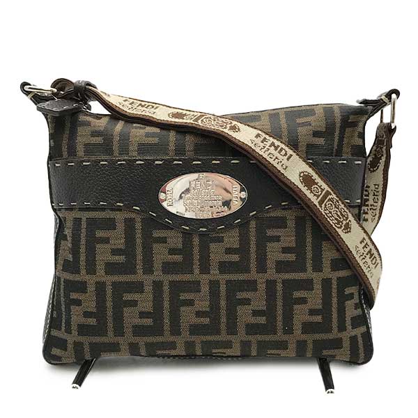 FENDI フェンディ 
 8BT092 ショルダーバッグ 
ナイロン ブラウン
