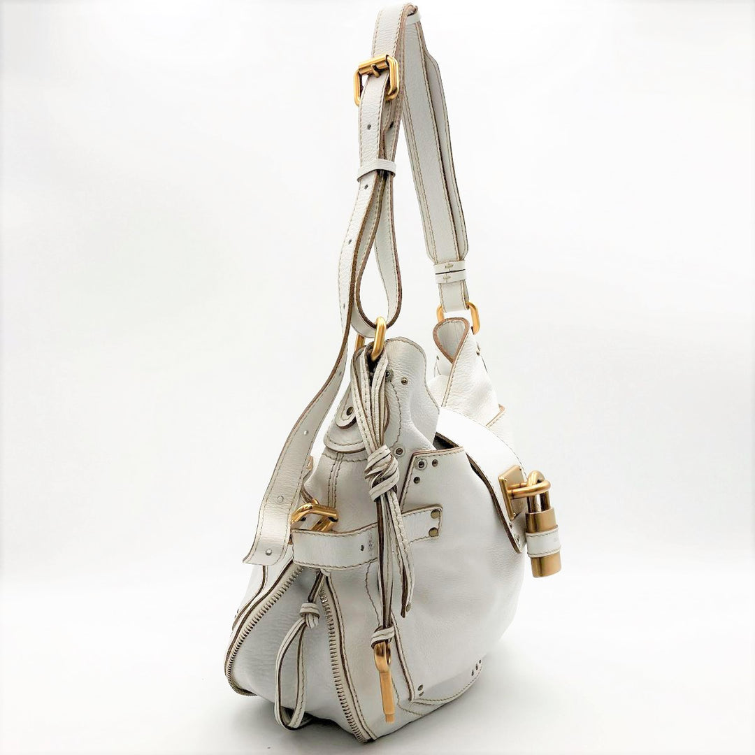 Chloe クロエ 
 パディントン ショルダーバッグ 
レザー ホワイト