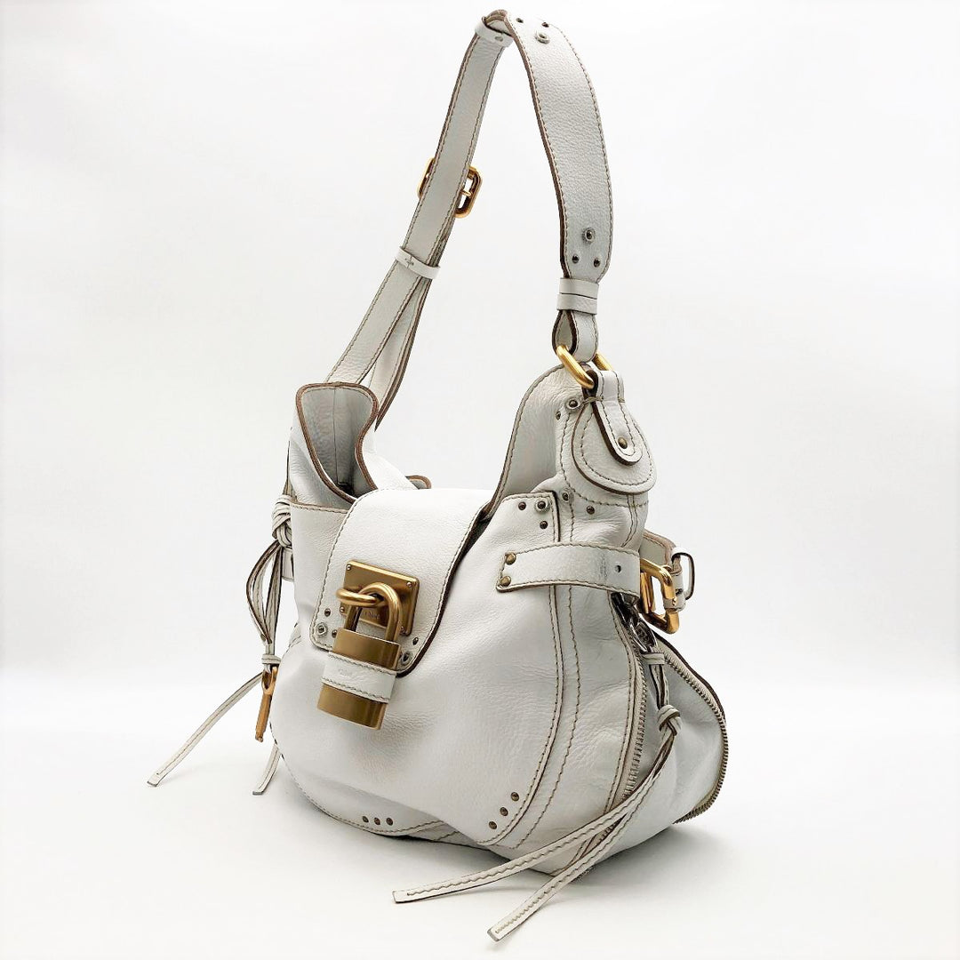 Chloe クロエ 
 パディントン ショルダーバッグ 
レザー ホワイト