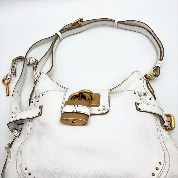 Chloe クロエ 
 パディントン ショルダーバッグ 
レザー ホワイト