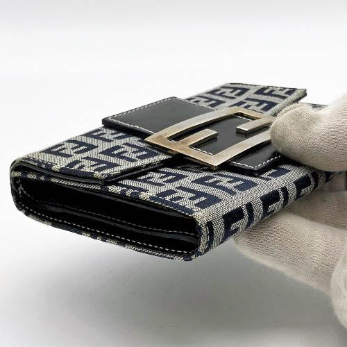 FENDI フェンディ 
 2804-31098 三つ折り財布 
キャンバス ネイビー