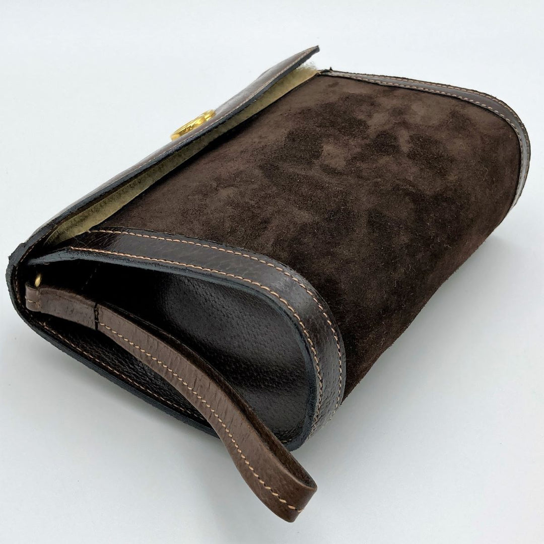 GUCCI グッチ 
 ポーチ 
スウェード ブラウン
