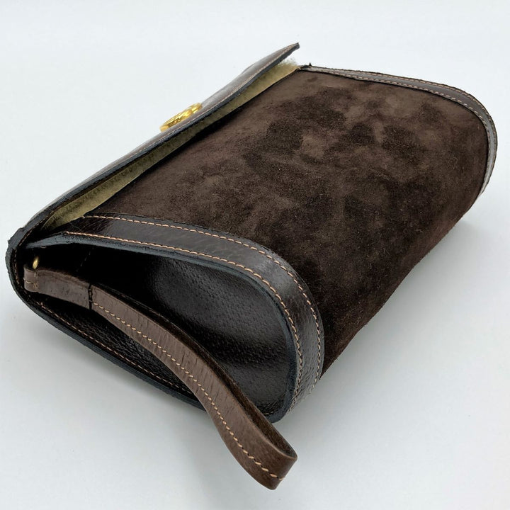 GUCCI グッチ 
 ポーチ 
スウェード ブラウン