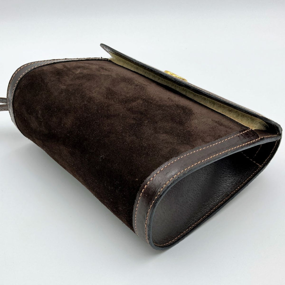 GUCCI グッチ 
 ポーチ 
スウェード ブラウン