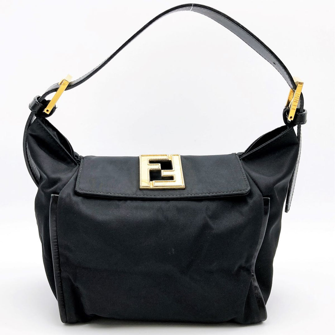 FENDI フェンディ 
 ハンドバッグ 
ナイロン/レザー  ブラック