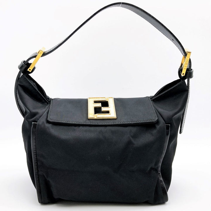 FENDI フェンディ 
 ハンドバッグ 
ナイロン/レザー  ブラック
