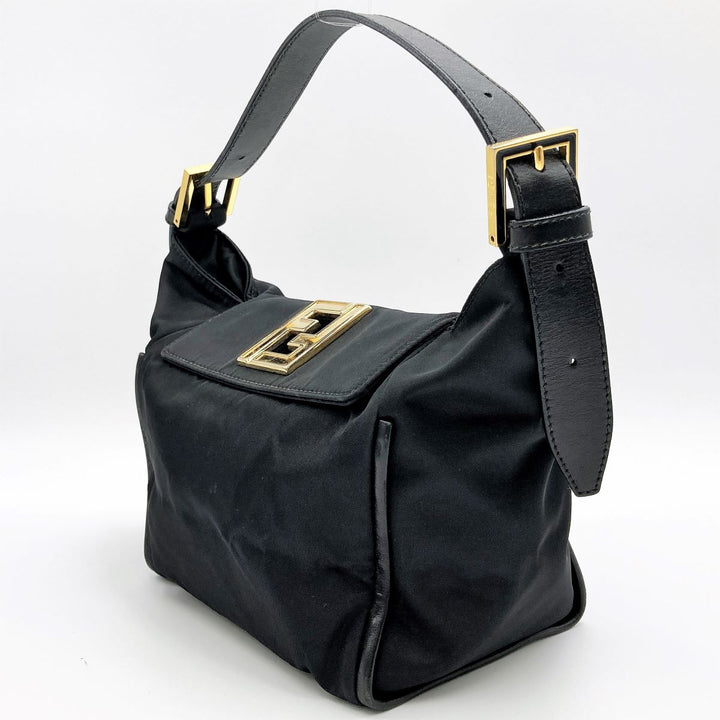 FENDI フェンディ 
 ハンドバッグ 
ナイロン/レザー  ブラック