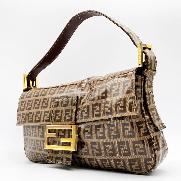 FENDI フェンディ 
 マンマバケット 2228Z6424 ショルダーバッグ 
エナメル/レザー  ブラウン