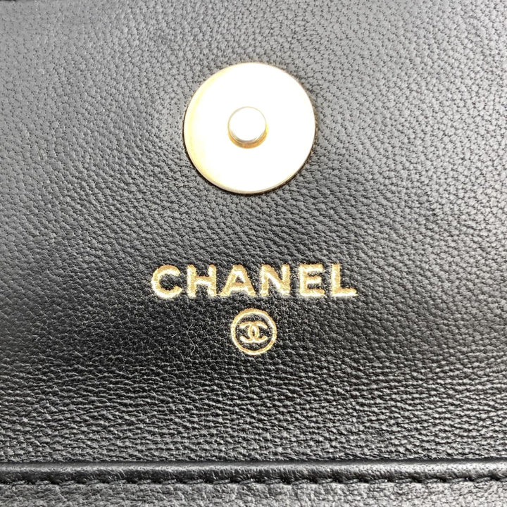 CHANEL シャネル 
 ポールチェーンクラッチ ショルダーバッグ 
ラムスキン ブラック
