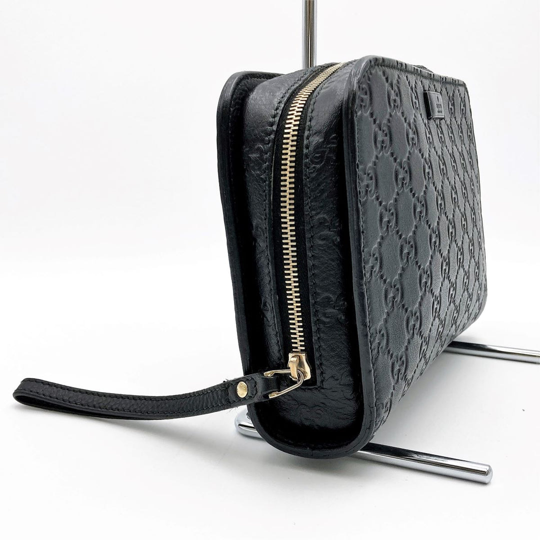 GUCCI グッチ 
 グッチシマ 201755 クラッチバッグ 
レザー ブラック