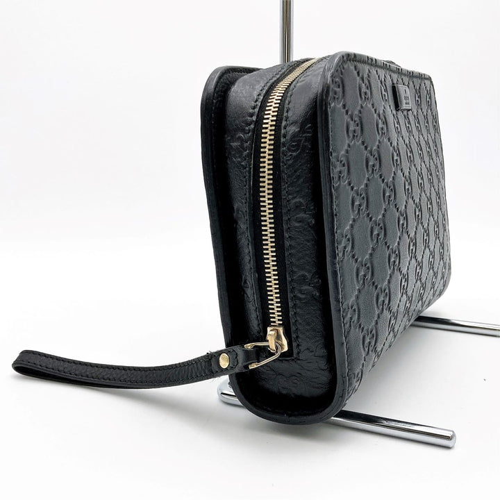 GUCCI グッチ 
 グッチシマ 201755 クラッチバッグ 
レザー ブラック