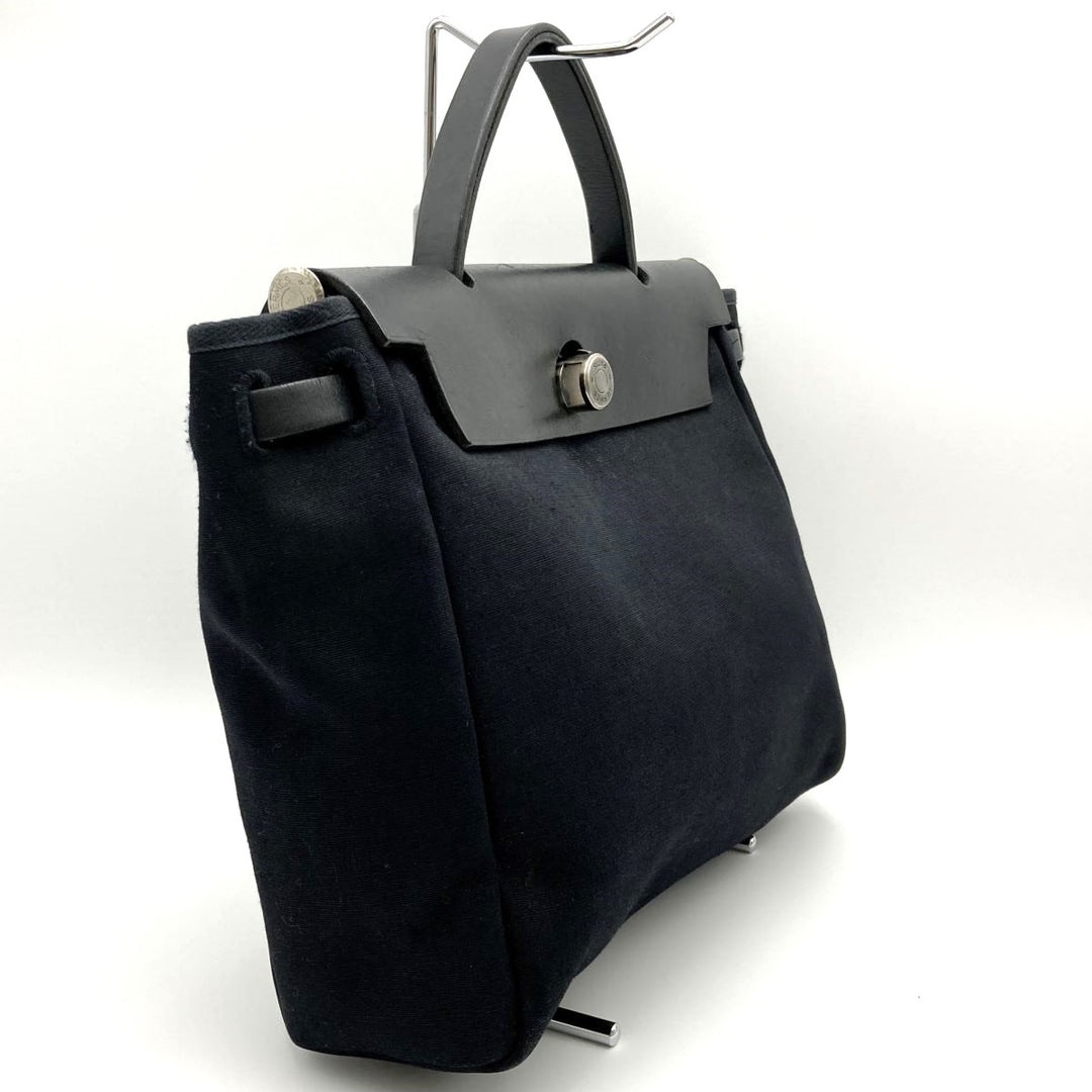 HERMES エルメス 
 エールバッグPM ハンドバッグ 
キャンバス ブラック