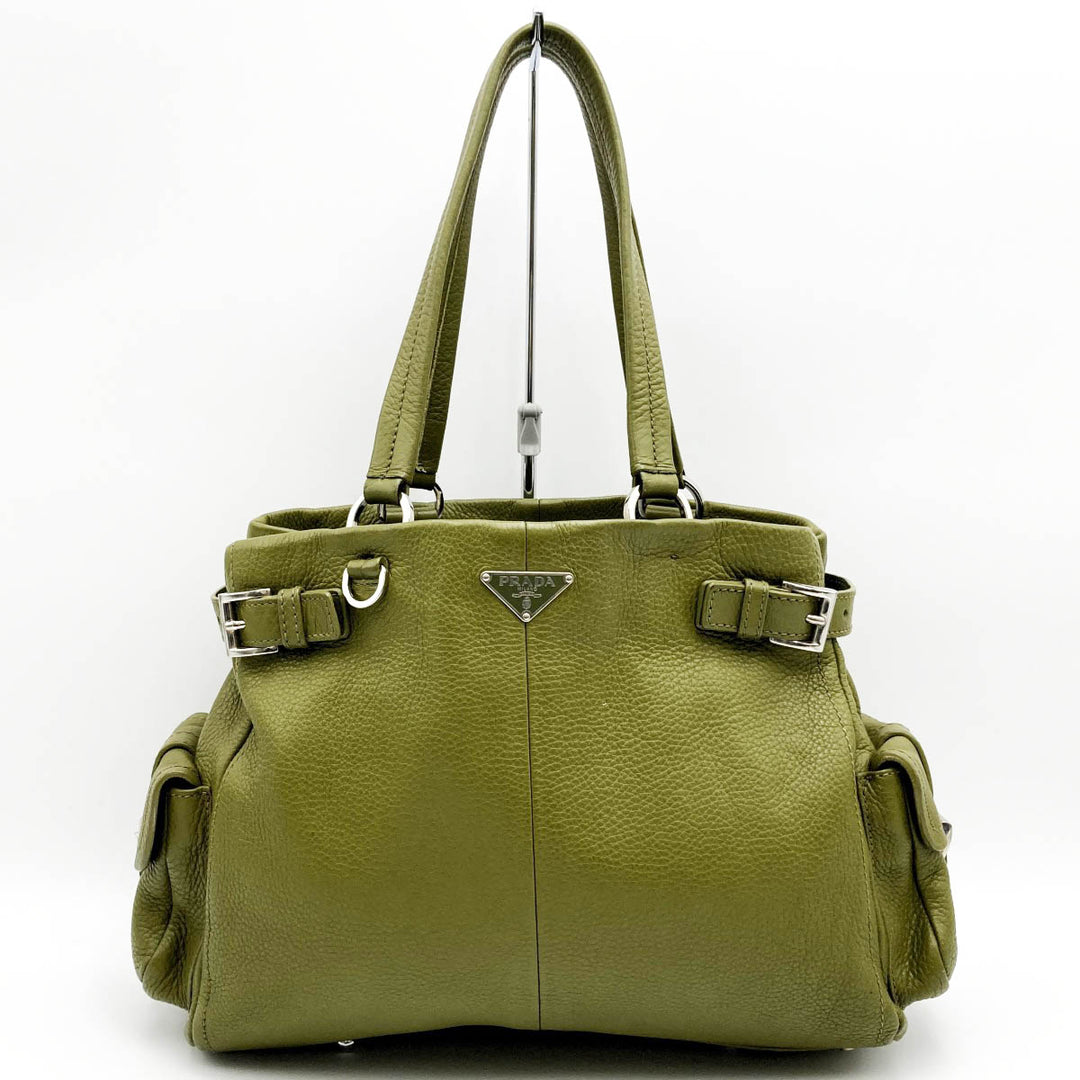 PRADA プラダ 
 トートバッグ 
レザー カーキ