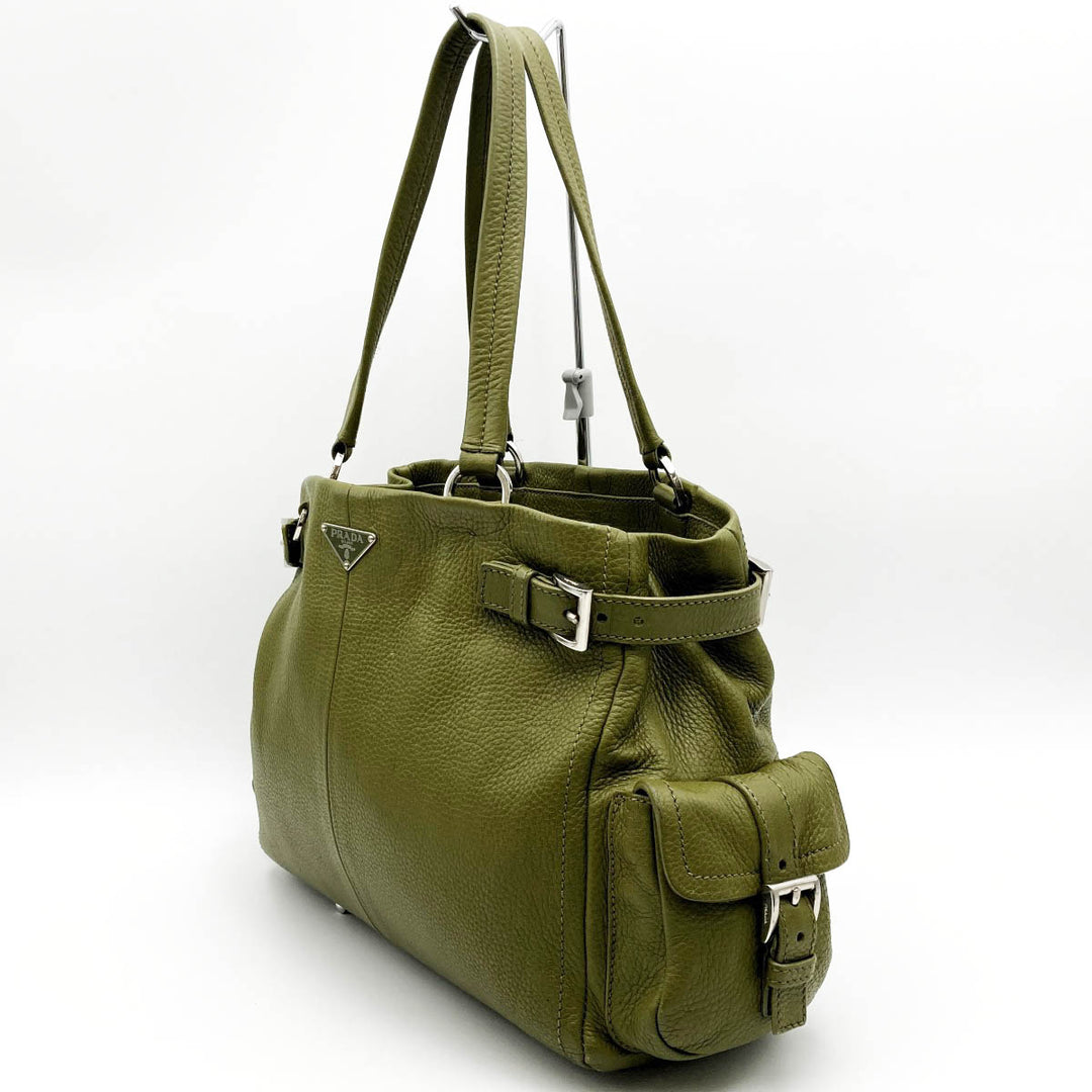 PRADA プラダ 
 トートバッグ 
レザー カーキ