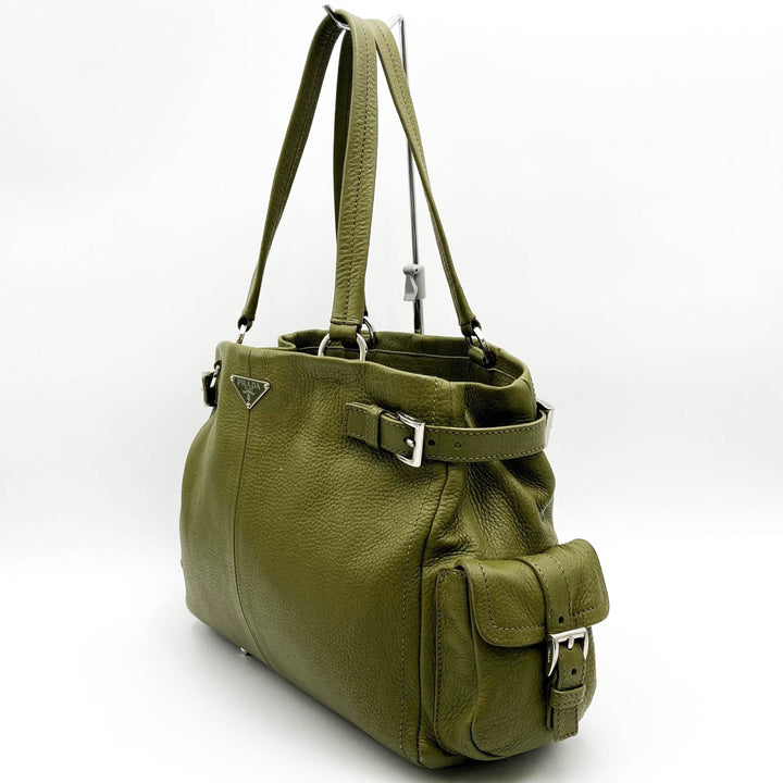 PRADA プラダ 
 トートバッグ 
レザー カーキ
