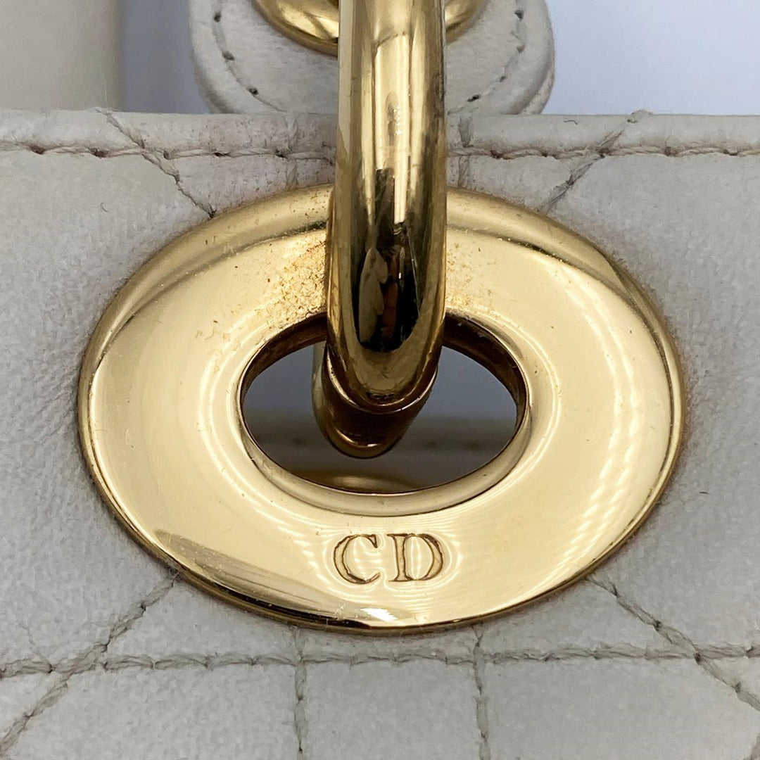 Christian Dior クリスチャンディオール 
 ハンドバッグ 
レザー アイボリー