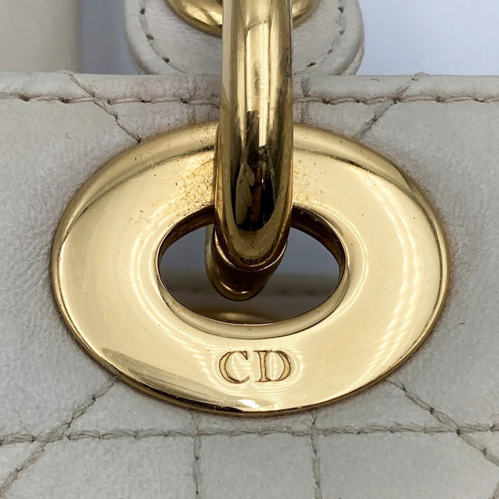 Christian Dior クリスチャンディオール 
 ハンドバッグ 
レザー アイボリー
