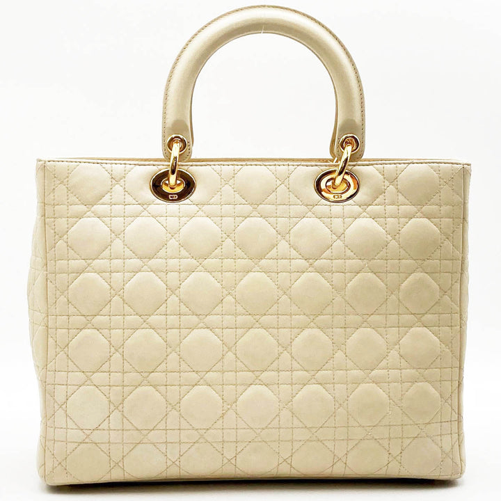 Christian Dior クリスチャンディオール 
 ハンドバッグ 
レザー アイボリー