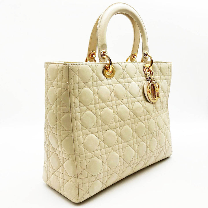 Christian Dior クリスチャンディオール 
 ハンドバッグ 
レザー アイボリー