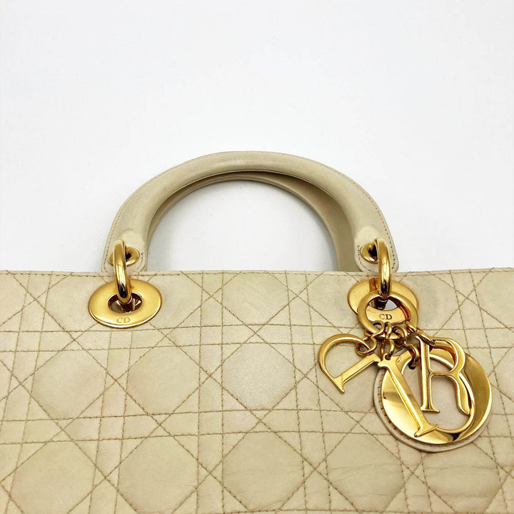 Christian Dior クリスチャンディオール 
 ハンドバッグ 
レザー アイボリー