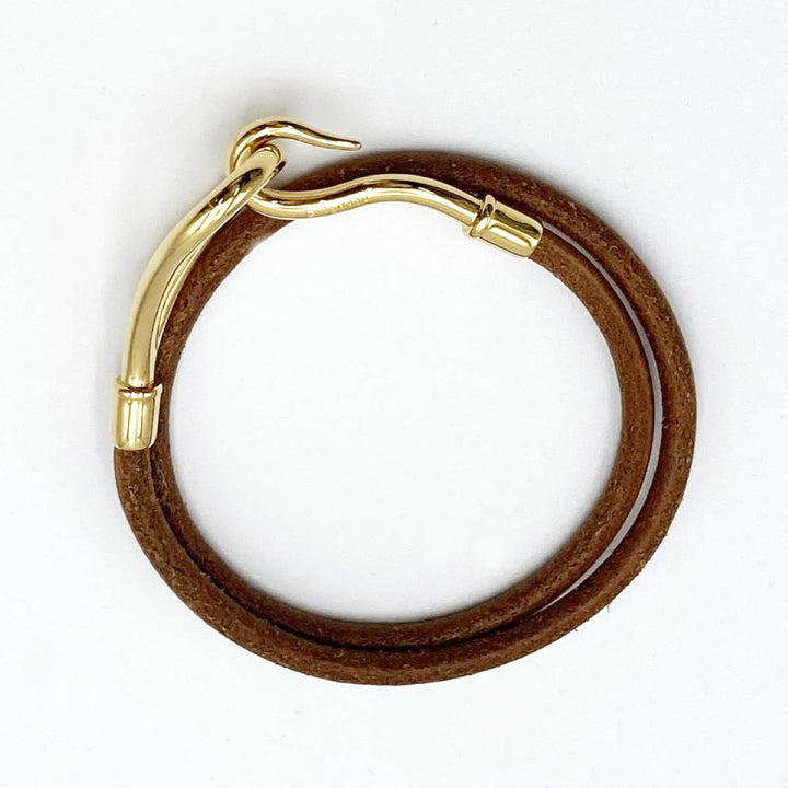 HERMES エルメス 
 ブレスレット 
レザー ブラウン