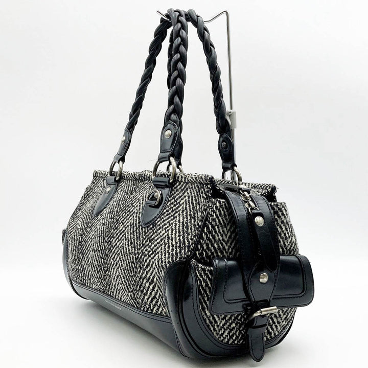 BURBERRY バーバリー 
 ショルダーバッグ 
ツイード/レザー  グレー