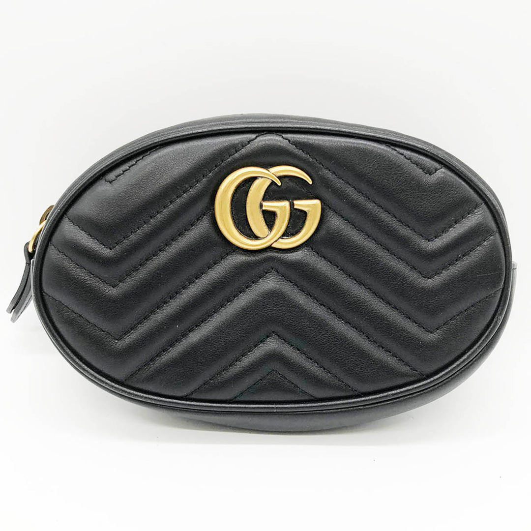 GUCCI グッチ 
 GGマーモント 476434 ウエストバッグ 
レザー ブラック