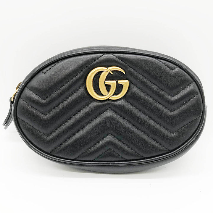 GUCCI グッチ 
 GGマーモント 476434 ウエストバッグ 
レザー ブラック