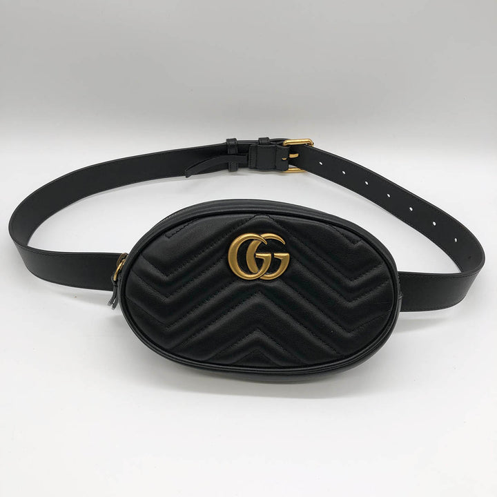 GUCCI グッチ 
 GGマーモント 476434 ウエストバッグ 
レザー ブラック