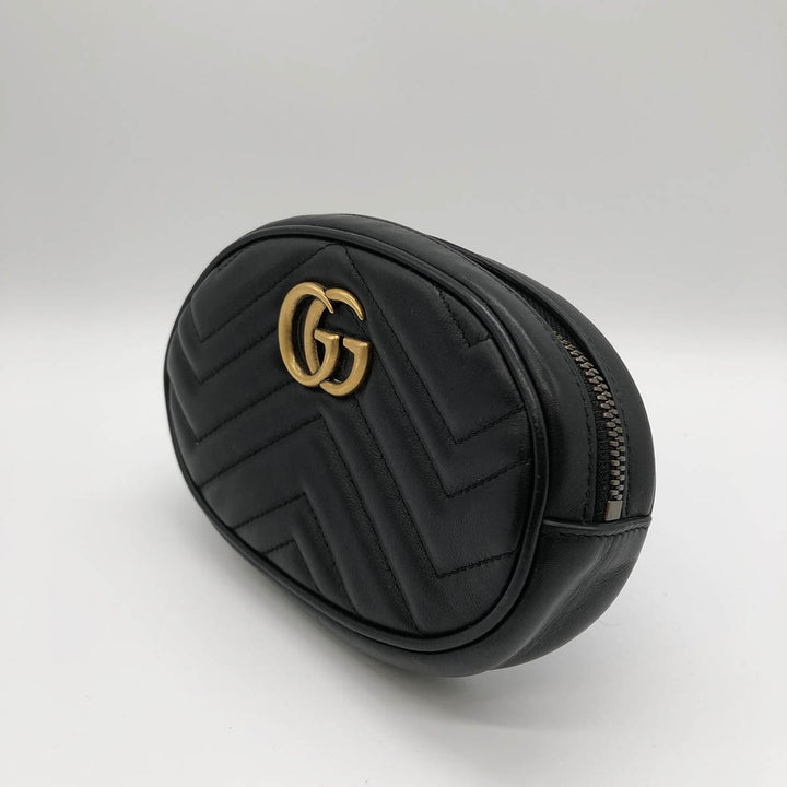 GUCCI グッチ 
 GGマーモント 476434 ウエストバッグ 
レザー ブラック