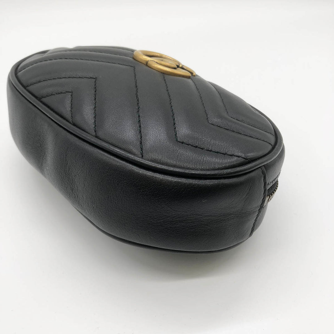 GUCCI グッチ 
 GGマーモント 476434 ウエストバッグ 
レザー ブラック