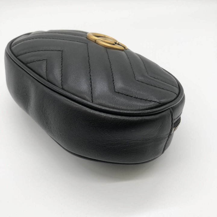 GUCCI グッチ 
 GGマーモント 476434 ウエストバッグ 
レザー ブラック