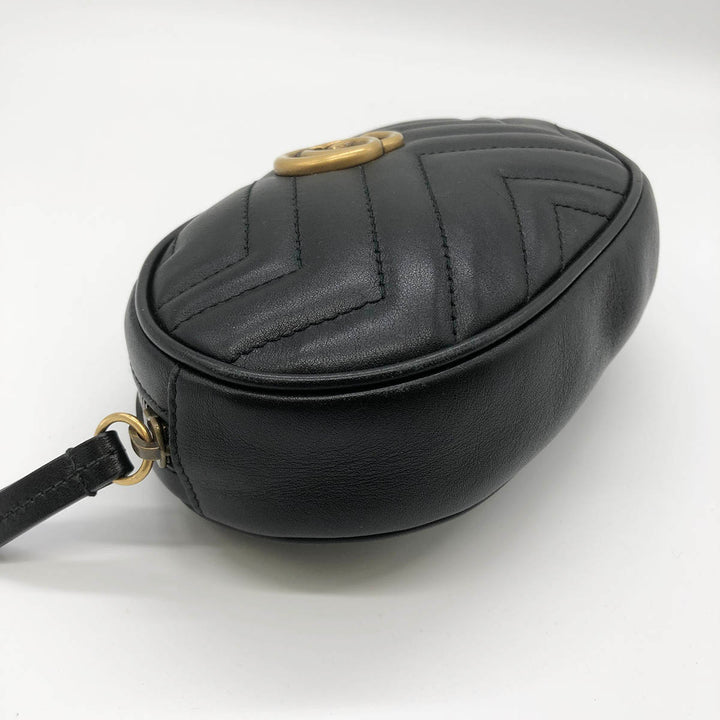 GUCCI グッチ 
 GGマーモント 476434 ウエストバッグ 
レザー ブラック