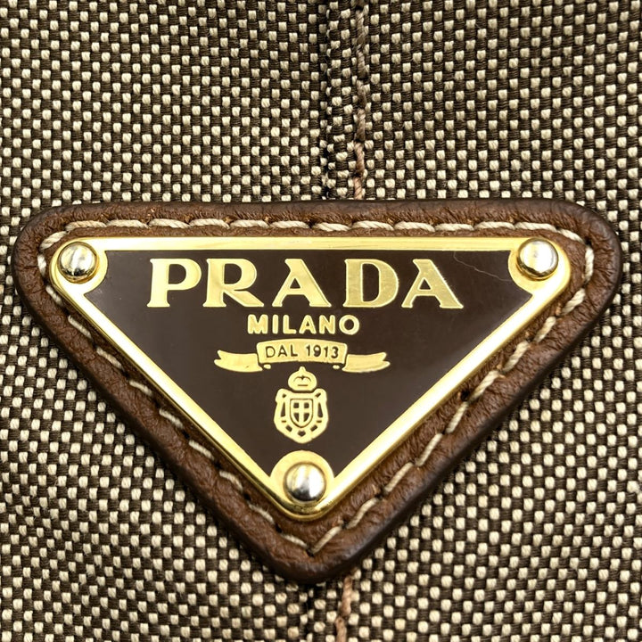 PRADA プラダ 
 ショルダーバッグ 
キャンバス/レザー  ブラウン
