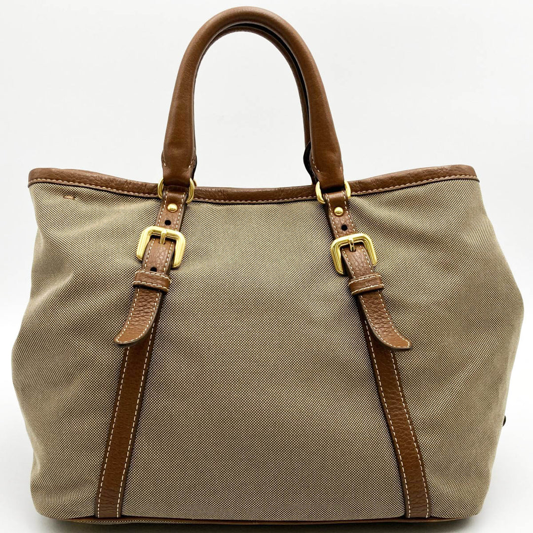 PRADA プラダ 
 ショルダーバッグ 
キャンバス/レザー  ブラウン