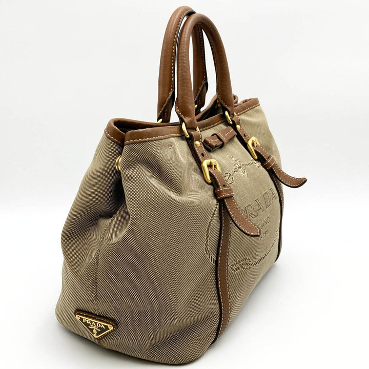 PRADA プラダ 
 ショルダーバッグ 
キャンバス/レザー  ブラウン