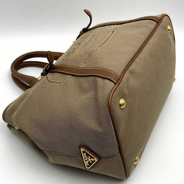 PRADA プラダ 
 ショルダーバッグ 
キャンバス/レザー  ブラウン