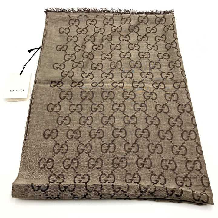 GUCCI グッチ 
 165903 ストール 
ウール/シルク  ブラウンベージュ