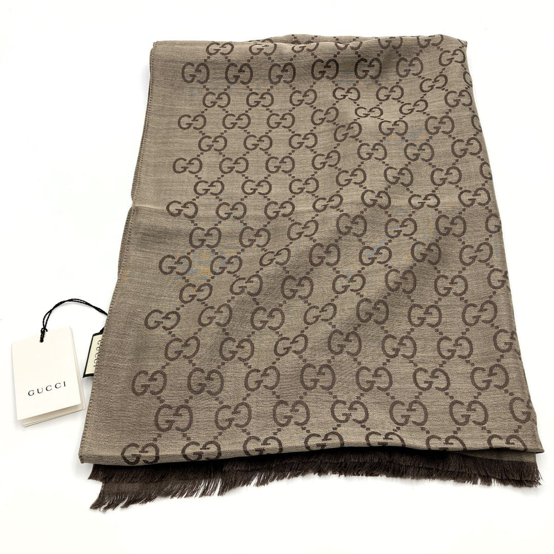 GUCCI グッチ 
 165903 ストール 
ウール/シルク  ブラウンベージュ