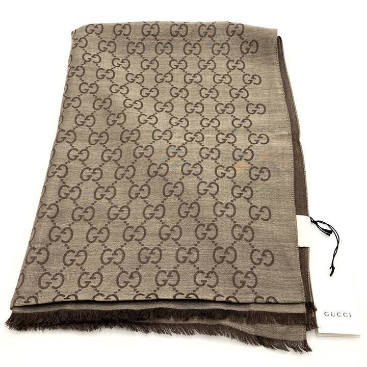 GUCCI グッチ 
 165903 ストール 
ウール/シルク  ブラウンベージュ