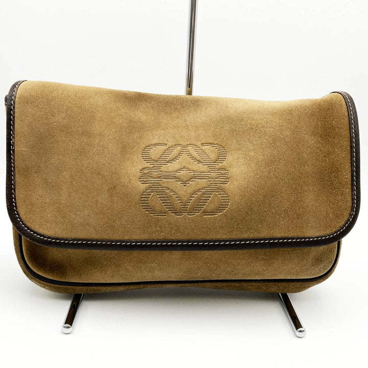 LOEWE ロエベ 
 クラッチバッグ 
スウェード ブラウン